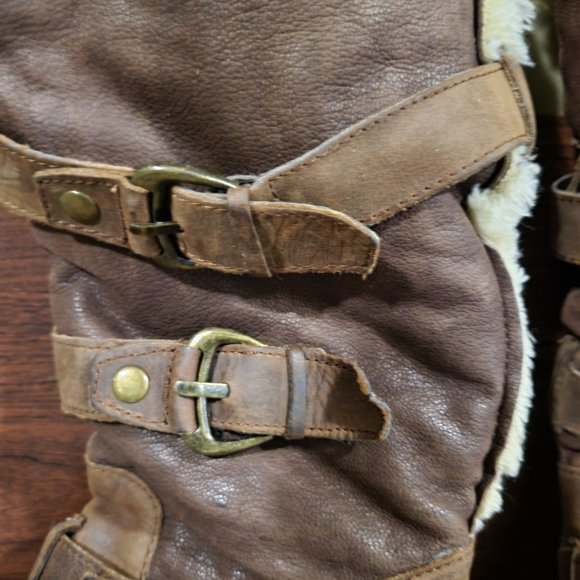 Gianni Bini Leather Faux Fur Lined tall boots, Sherpa Lined 13 Inch. - Picture 6 of 11